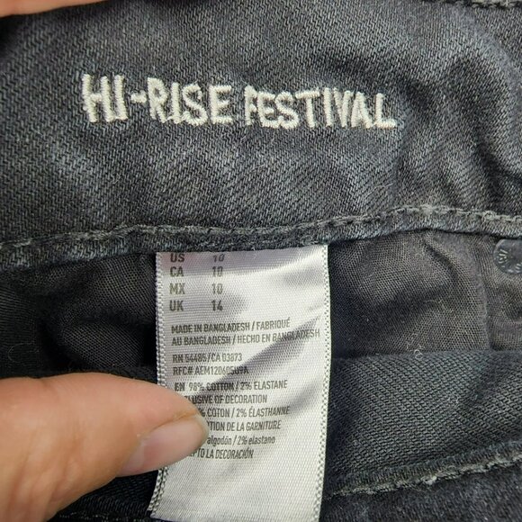 American Eagle Outfitters Shorts Womens 10 Black Hi-Rise Festival Cut Off Jorts - Picture 9 of 10